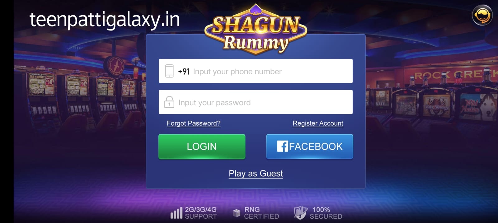 Login Process In Rummy Shagun App