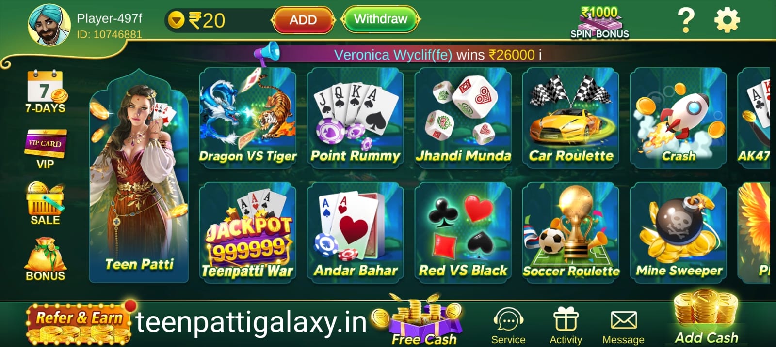 List Of Available 3 Patti Galaxy Online Games