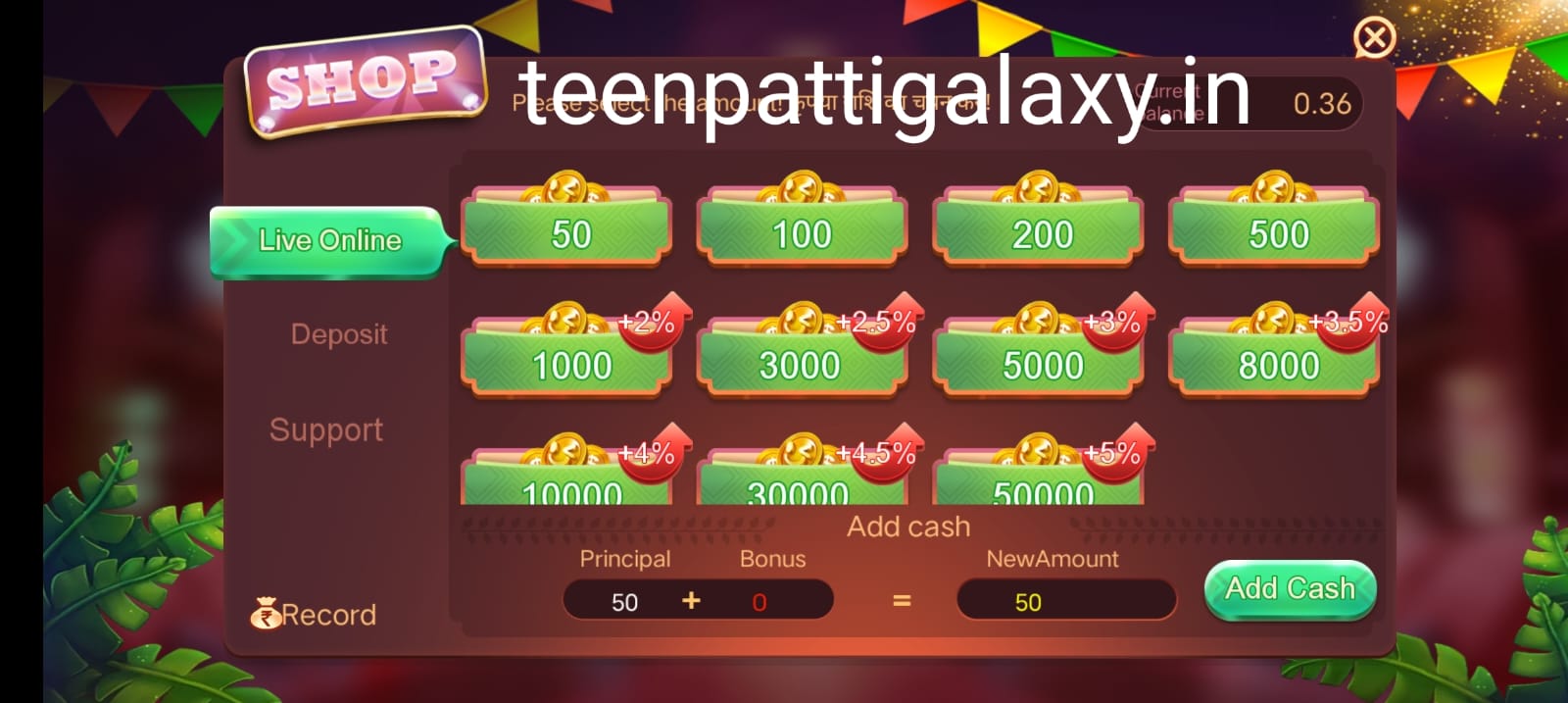 Add Money Teen Patti Yes App